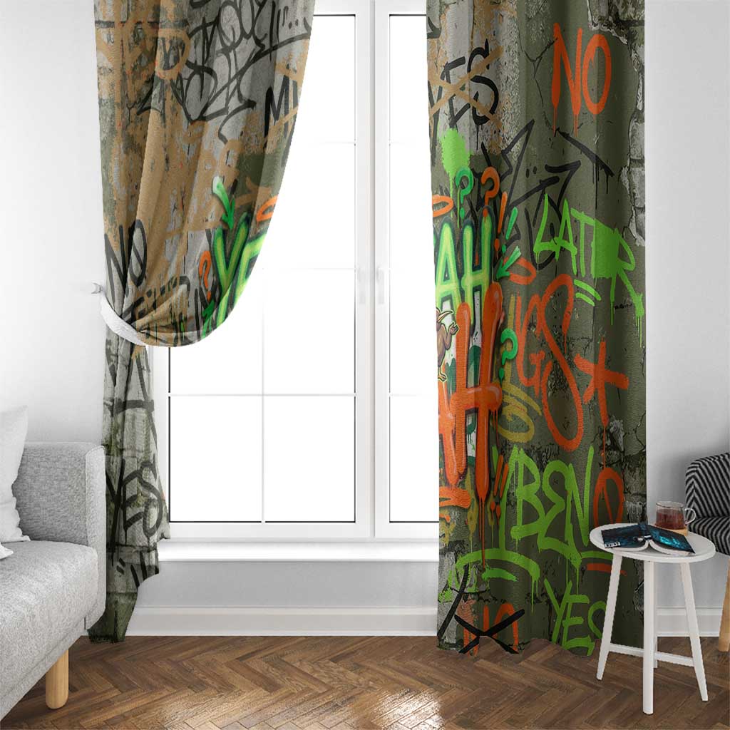Yeah Nah Graffiti Skull New Zealand Slang Window Curtain Kiwi Grunge Brick Wall and Bold Urban Street Art TS04 - Polynesian Pride