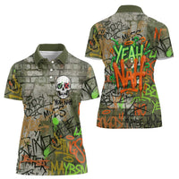 Yeah Nah Graffiti Skull New Zealand Slang Women Polo Shirt Kiwi Grunge Brick Wall and Bold Urban Street Art TS04 - Polynesian Pride