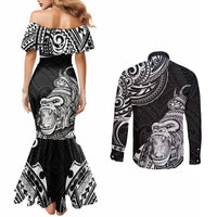 Hawaii Polynesian Couples Matching Mermaid Dress and Long Sleeve Button Shirts Gorila Tatoo Polynesian Style TS04 - Polynesian Pride