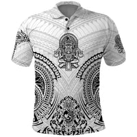Hawaii Polynesian Polo Shirt Warrior symbol TS04 White - Polynesian Pride