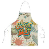 NZ Slang Sweet As Kiwi Shaka Sign Apron New Zealand Surfboards Sun and Tropical Beach Retro TS04 Beige - Polynesian Pride