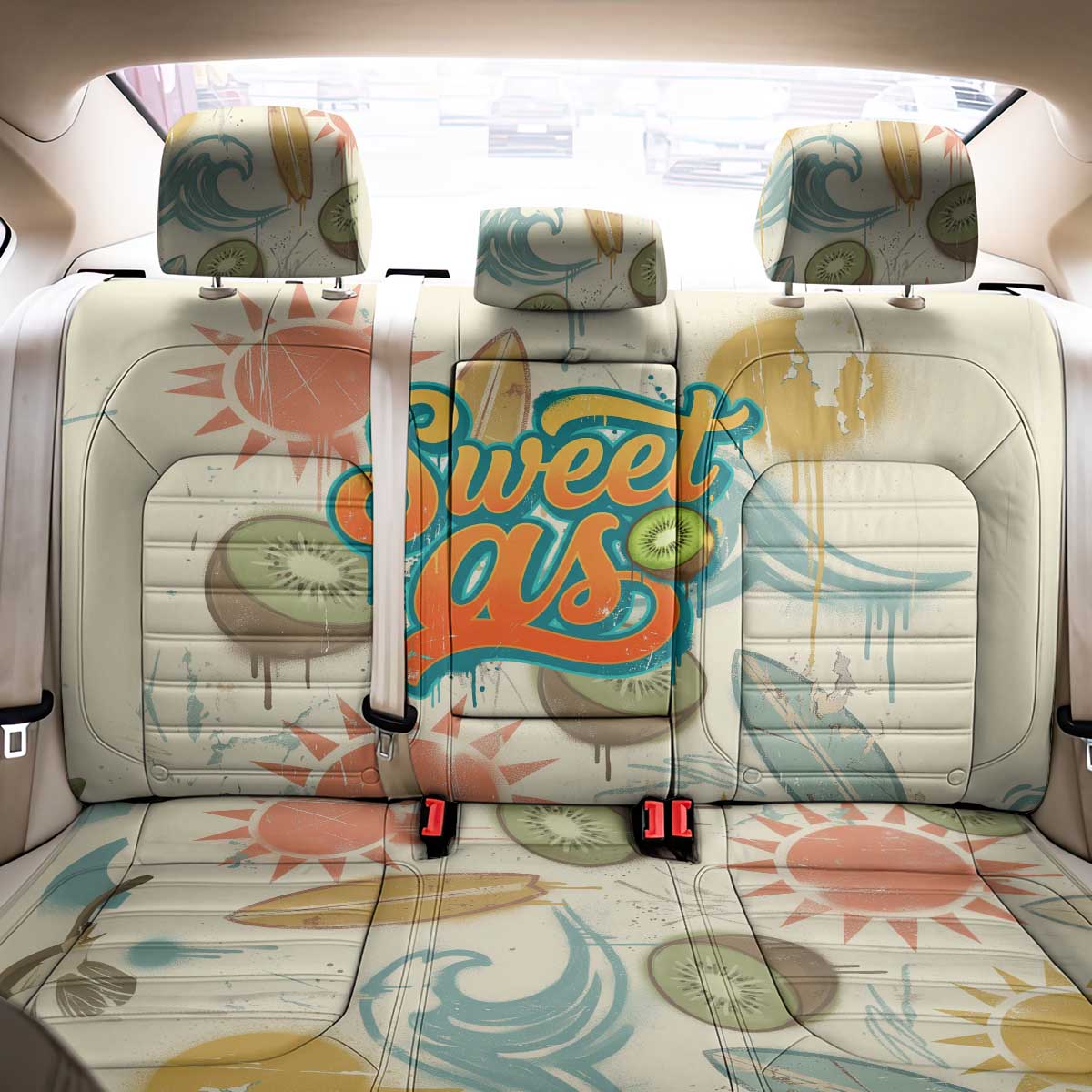 NZ Slang Sweet As Kiwi Shaka Sign Back Car Seat Cover New Zealand Surfboards Sun and Tropical Beach Retro TS04 - Polynesian Pride