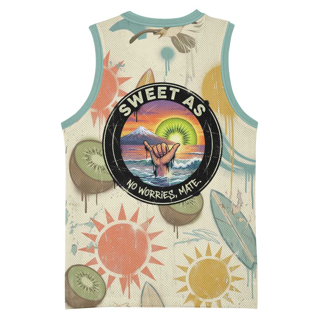 NZ Slang Sweet As Kiwi Shaka Sign Basketball Jersey New Zealand Surfboards Sun and Tropical Beach Retro TS04 - Polynesian Pride