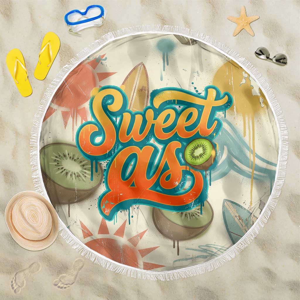 NZ Slang Sweet As Kiwi Shaka Sign Beach Blanket New Zealand Surfboards Sun and Tropical Beach Retro TS04 One Size 150cm Beige - Polynesian Pride