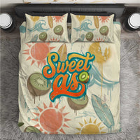 NZ Slang Sweet As Kiwi Shaka Sign Bedding Set New Zealand Surfboards Sun and Tropical Beach Retro TS04 Beige - Polynesian Pride