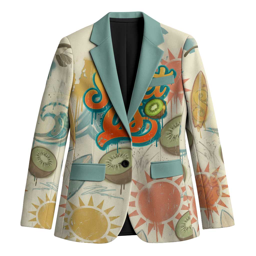 NZ Slang Sweet As Kiwi Shaka Sign Blazer New Zealand Surfboards Sun and Tropical Beach Retro