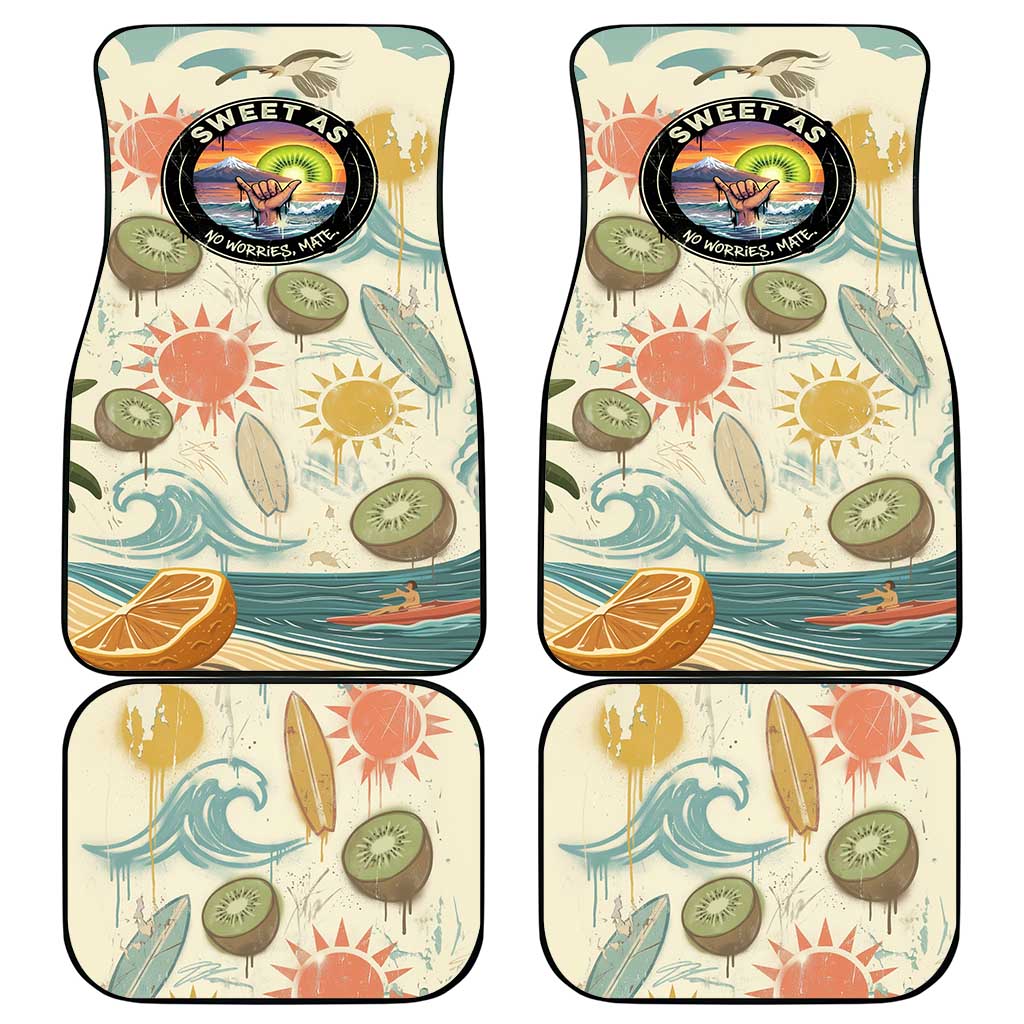 NZ Slang Sweet As Kiwi Shaka Sign Car Mats New Zealand Surfboards Sun and Tropical Beach Retro TS04 - Polynesian Pride