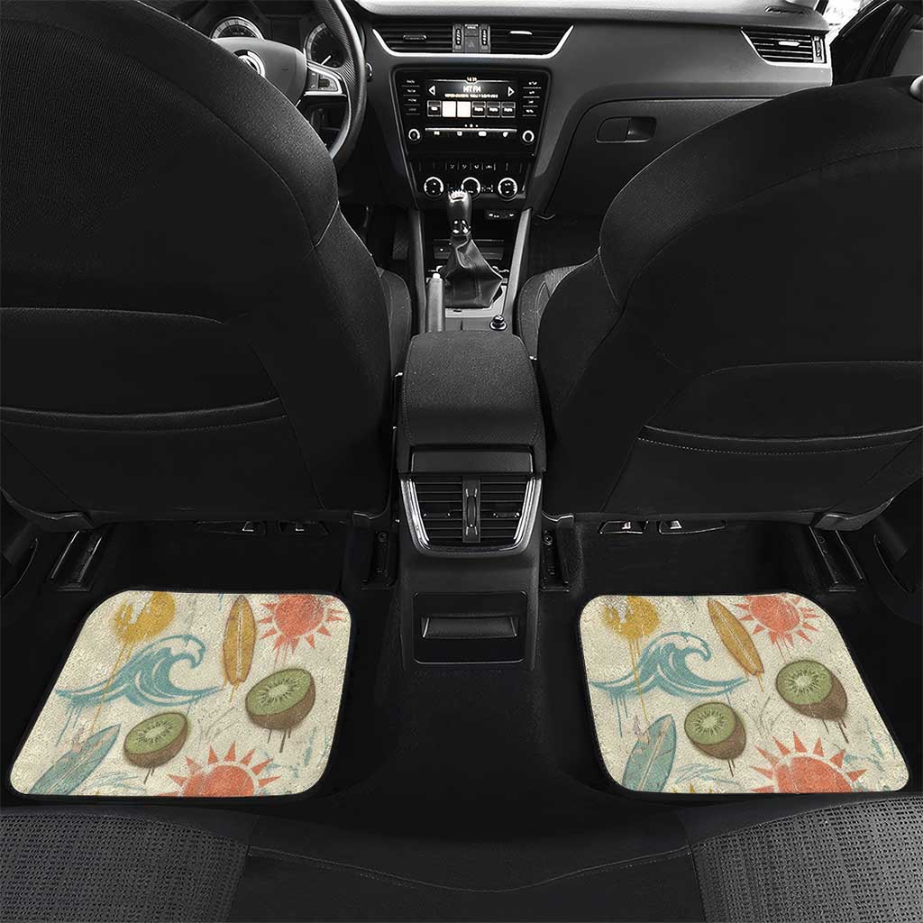 NZ Slang Sweet As Kiwi Shaka Sign Car Mats New Zealand Surfboards Sun and Tropical Beach Retro TS04 Set 2pcs - Back Beige - Polynesian Pride