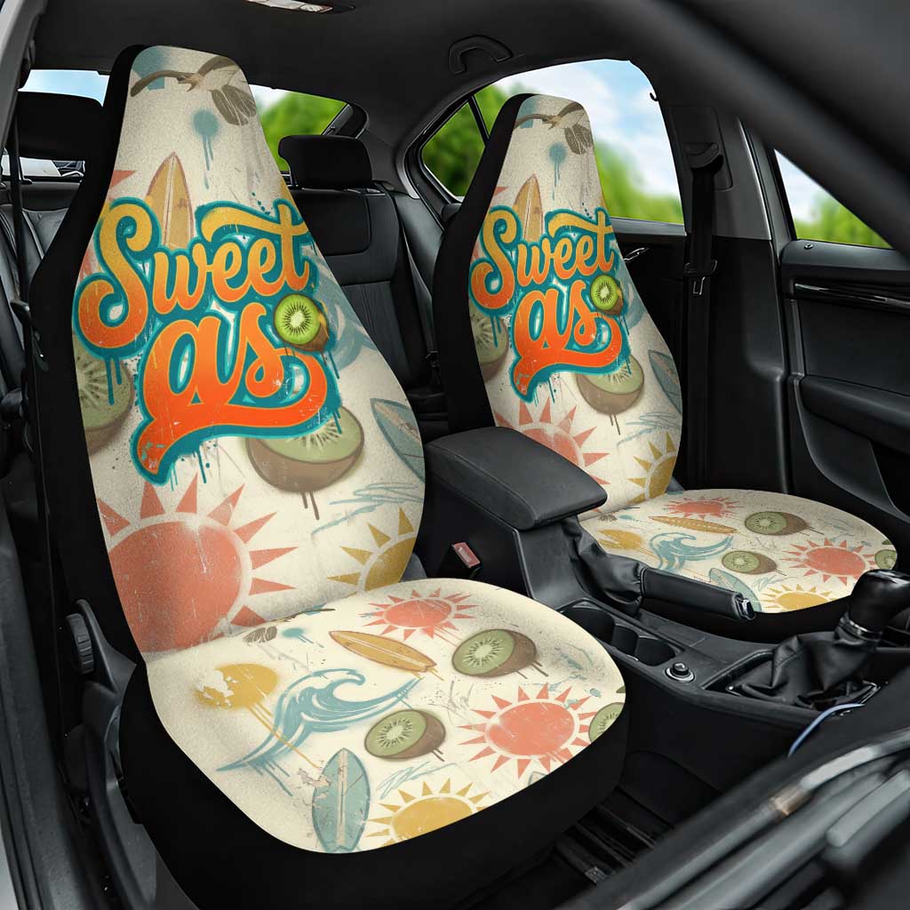 NZ Slang Sweet As Kiwi Shaka Sign Car Seat Cover New Zealand Surfboards Sun and Tropical Beach Retro TS04 One Size Beige - Polynesian Pride