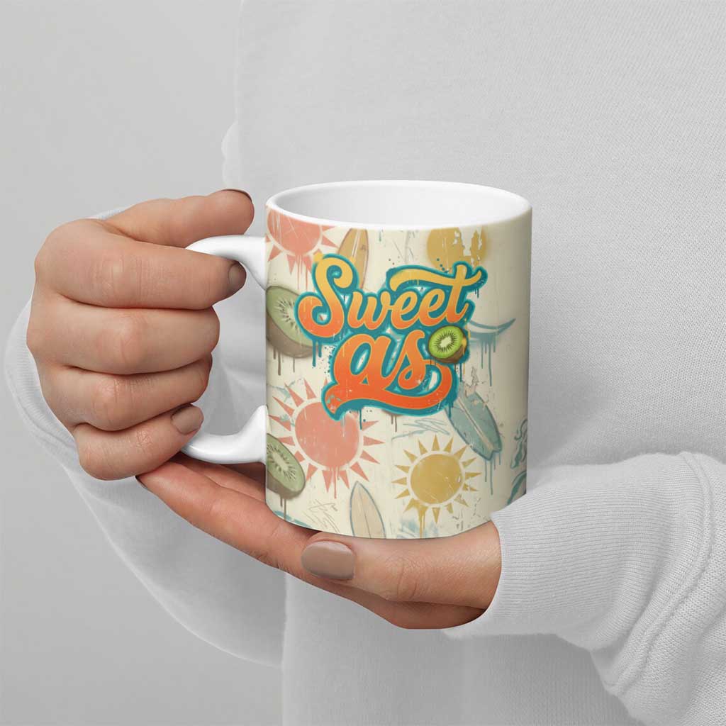 NZ Slang Sweet As Kiwi Shaka Sign Ceramic Mug New Zealand Surfboards Sun and Tropical Beach Retro TS04 - Polynesian Pride