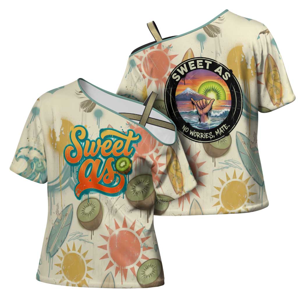 NZ Slang Sweet As Kiwi Shaka Sign Cross Shoulder Shirt New Zealand Surfboards Sun and Tropical Beach Retro TS04 - Polynesian Pride