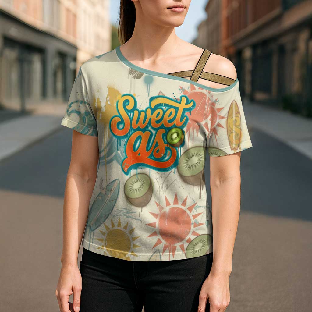 NZ Slang Sweet As Kiwi Shaka Sign Cross Shoulder Shirt New Zealand Surfboards Sun and Tropical Beach Retro TS04 - Polynesian Pride