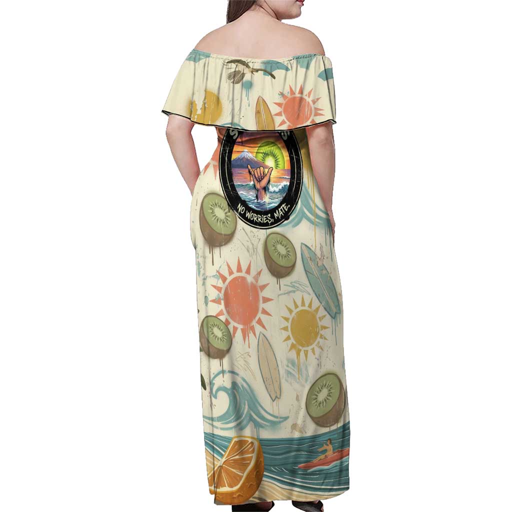 NZ Slang Sweet As Kiwi Shaka Sign Family Matching Off Shoulder Maxi Dress and Hawaiian Shirt New Zealand Surfboards Sun and Tropical Beach Retro TS04 - Polynesian Pride
