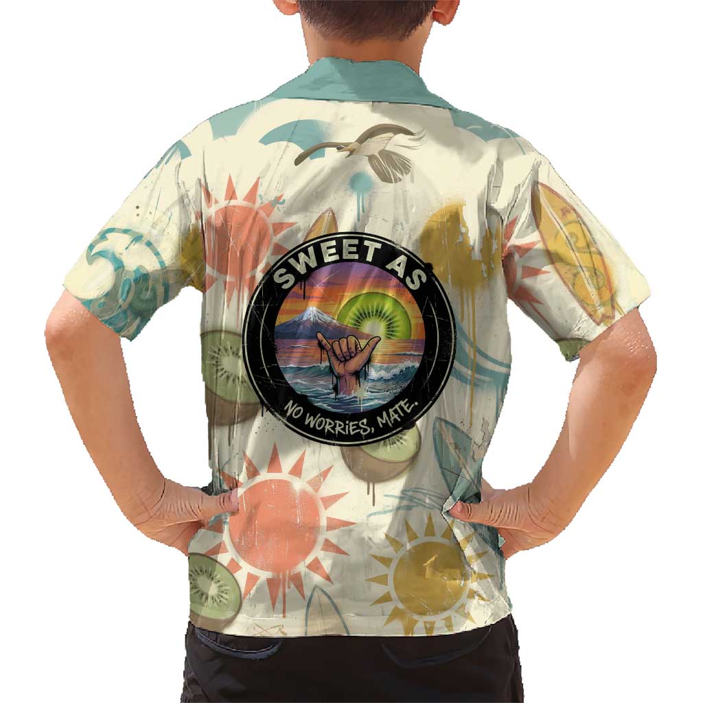 NZ Slang Sweet As Kiwi Shaka Sign Family Matching Puletasi and Hawaiian Shirt New Zealand Surfboards Sun and Tropical Beach Retro TS04 - Polynesian Pride