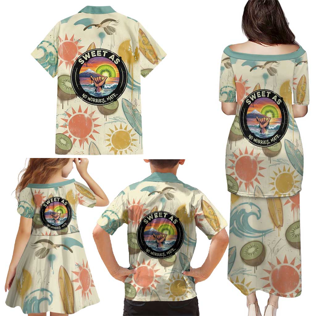 NZ Slang Sweet As Kiwi Shaka Sign Family Matching Puletasi and Hawaiian Shirt New Zealand Surfboards Sun and Tropical Beach Retro TS04 - Polynesian Pride