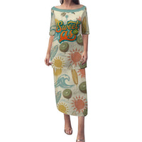 NZ Slang Sweet As Kiwi Shaka Sign Family Matching Puletasi and Hawaiian Shirt New Zealand Surfboards Sun and Tropical Beach Retro TS04 Mom's Dress Beige - Polynesian Pride