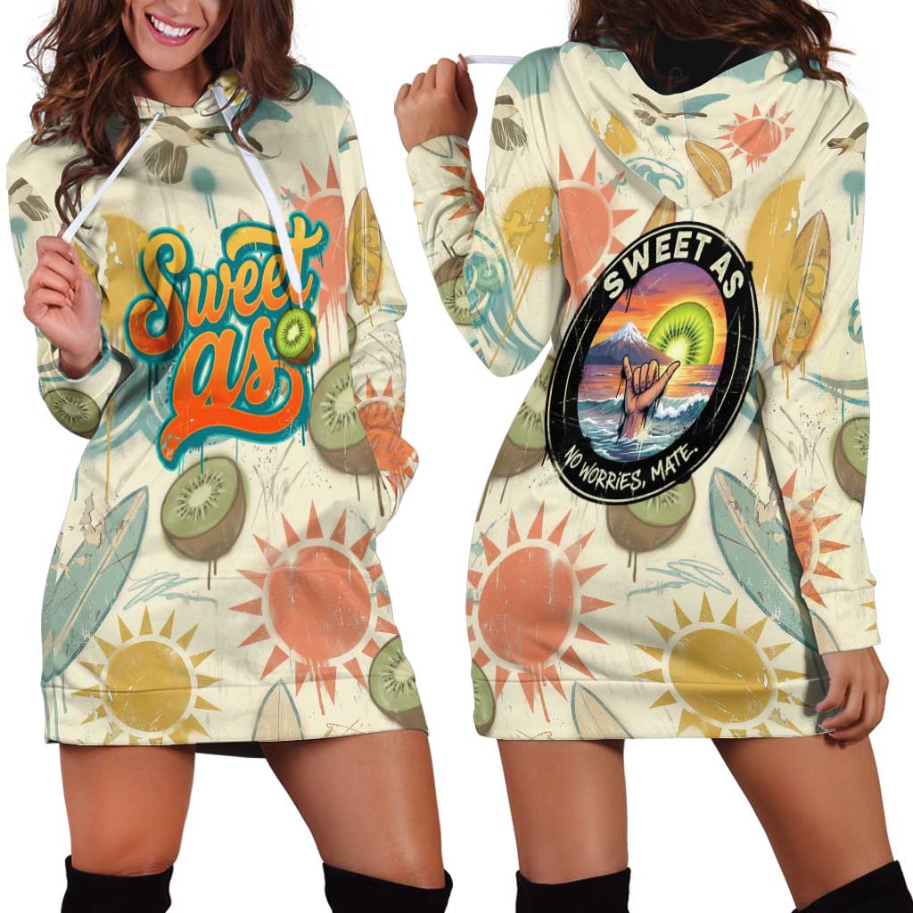 NZ Slang Sweet As Kiwi Shaka Sign Hoodie Dress New Zealand Surfboards Sun and Tropical Beach Retro TS04 - Polynesian Pride