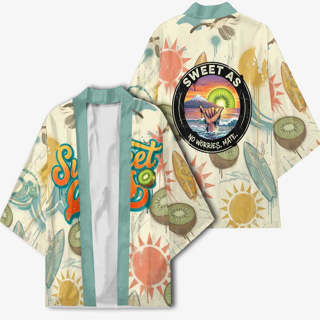 NZ Slang Sweet As Kiwi Shaka Sign Kimono New Zealand Surfboards Sun and Tropical Beach Retro TS04 - Polynesian Pride