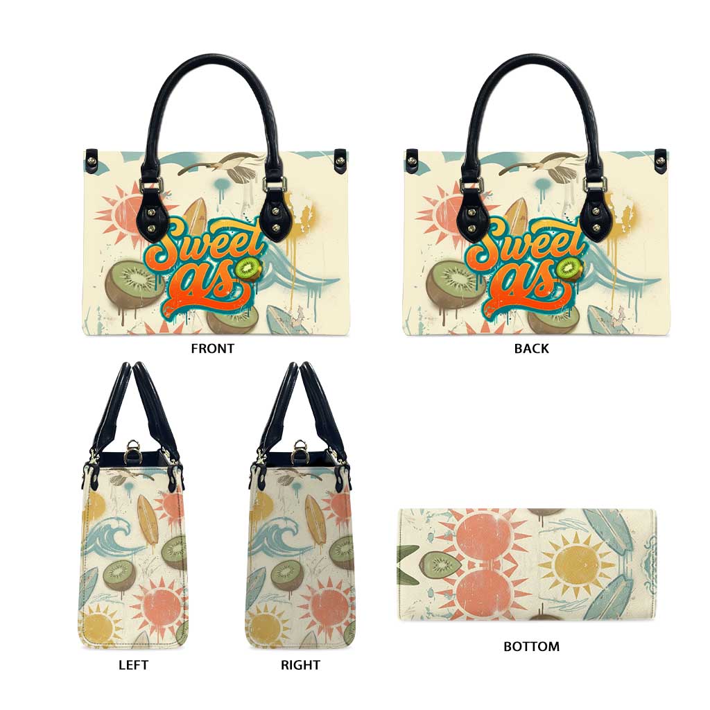 NZ Slang Sweet As Kiwi Shaka Sign Leather Bag New Zealand Surfboards Sun and Tropical Beach Retro TS04 - Polynesian Pride