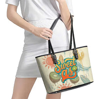 NZ Slang Sweet As Kiwi Shaka Sign Leather Tote Bag New Zealand Surfboards Sun and Tropical Beach Retro TS04 - Polynesian Pride