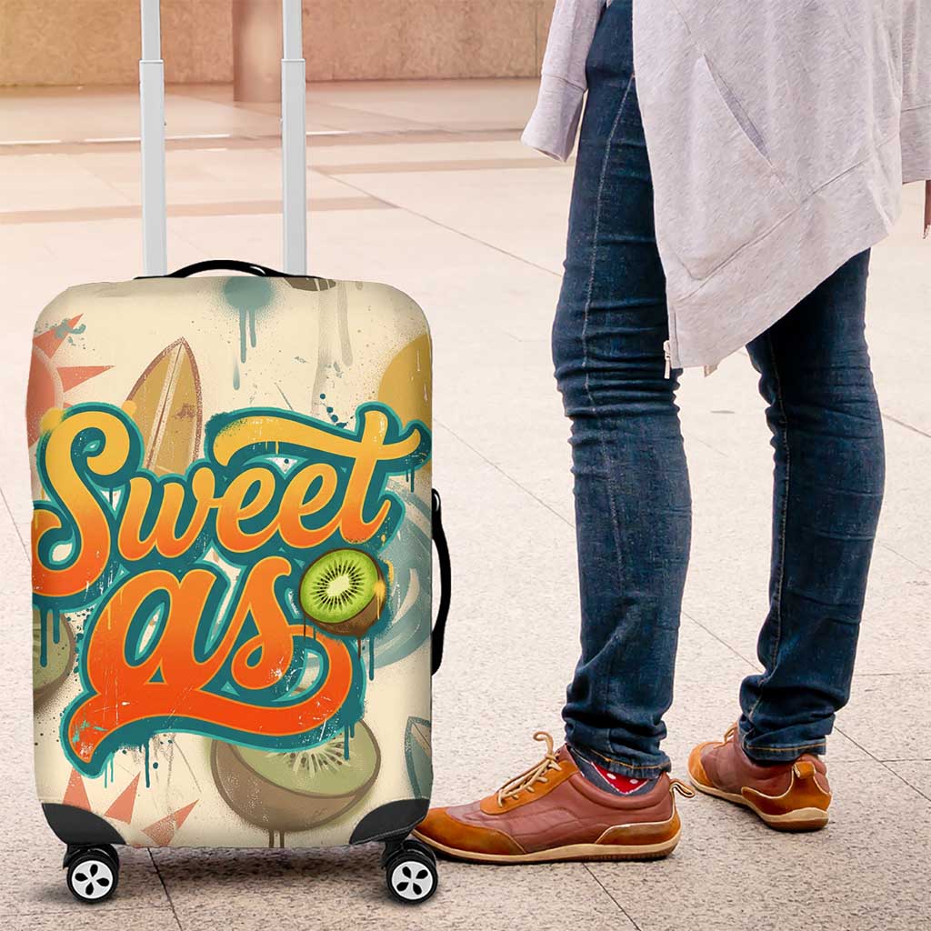 NZ Slang Sweet As Kiwi Shaka Sign Luggage Cover New Zealand Surfboards Sun and Tropical Beach Retro