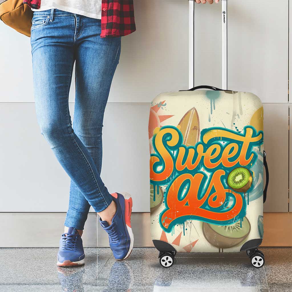 NZ Slang Sweet As Kiwi Shaka Sign Luggage Cover New Zealand Surfboards Sun and Tropical Beach Retro
