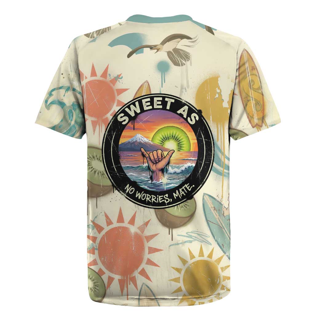 NZ Slang Sweet As Kiwi Shaka Sign Rugby Jersey New Zealand Surfboards Sun and Tropical Beach Retro TS04 - Polynesian Pride