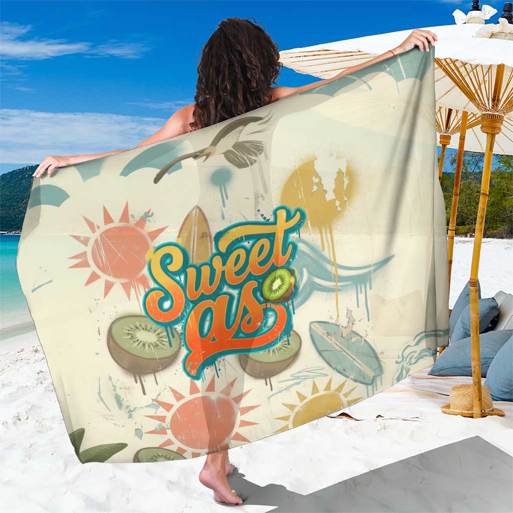 NZ Slang Sweet As Kiwi Shaka Sign Sarong New Zealand Surfboards Sun and Tropical Beach Retro