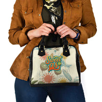 NZ Slang Sweet As Kiwi Shaka Sign Shoulder Handbag New Zealand Surfboards Sun and Tropical Beach Retro