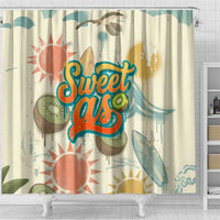 NZ Slang Sweet As Kiwi Shaka Sign Shower Curtain New Zealand Surfboards Sun and Tropical Beach Retro TS04 - Polynesian Pride