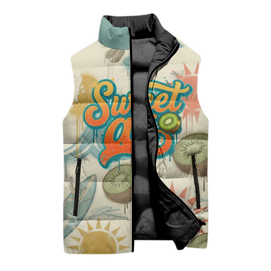 NZ Slang Sweet As Kiwi Shaka Sign Sleeveless Puffer Jacket New Zealand Surfboards Sun and Tropical Beach Retro TS04 - Polynesian Pride