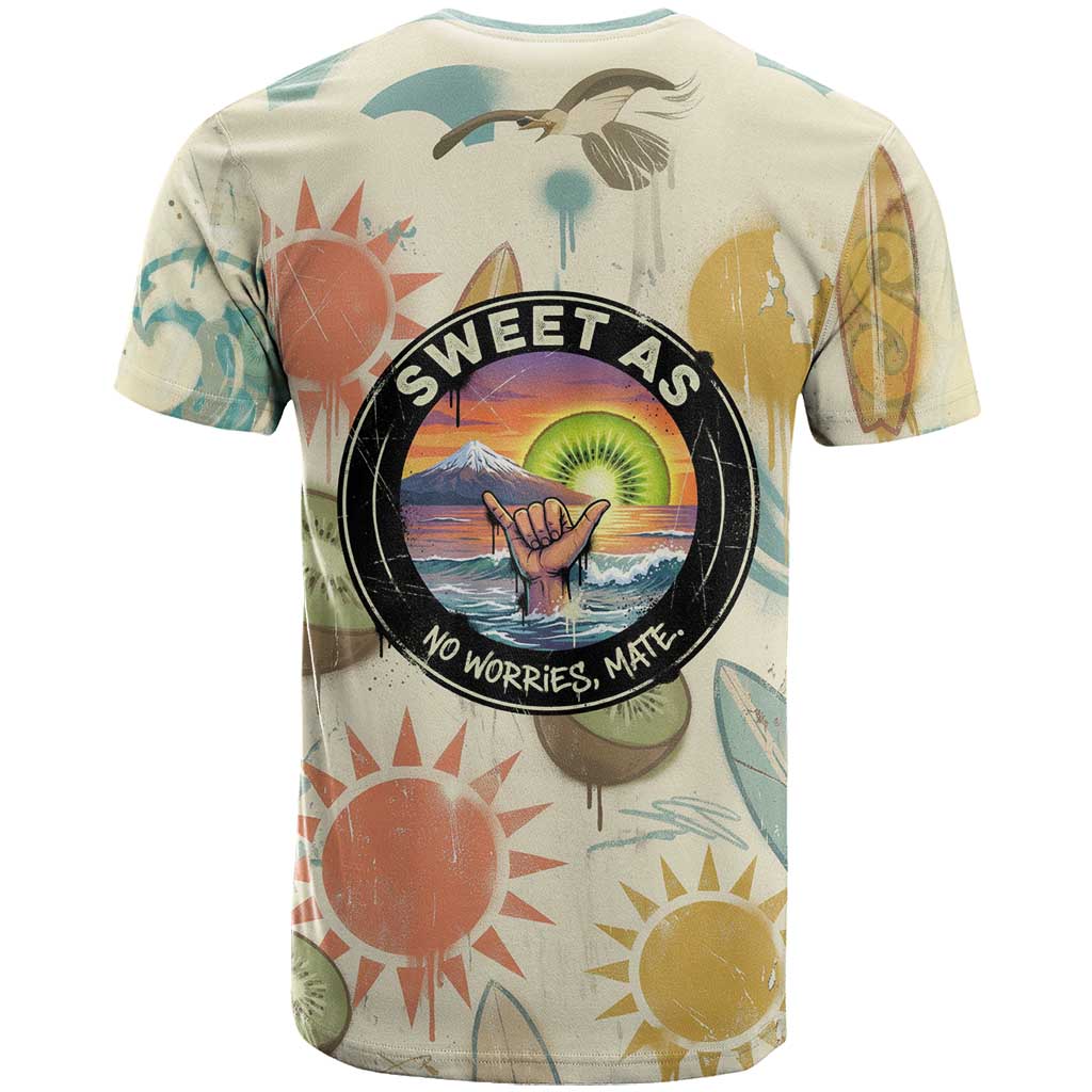 NZ Slang Sweet As Kiwi Shaka Sign T Shirt New Zealand Surfboards Sun and Tropical Beach Retro TS04 - Polynesian Pride