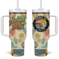 NZ Slang Sweet As Kiwi Shaka Sign Tumbler With Handle New Zealand Surfboards Sun and Tropical Beach Retro TS04 One Size: 40 oz Beige - Polynesian Pride
