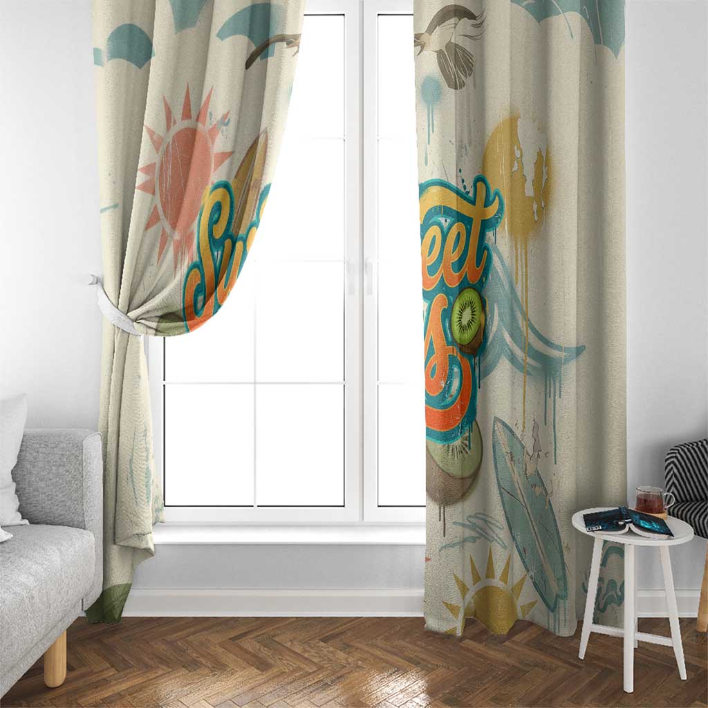 NZ Slang Sweet As Kiwi Shaka Sign Window Curtain New Zealand Surfboards Sun and Tropical Beach Retro TS04 - Polynesian Pride