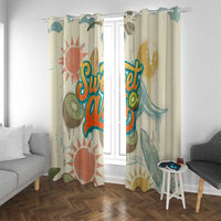 NZ Slang Sweet As Kiwi Shaka Sign Window Curtain New Zealand Surfboards Sun and Tropical Beach Retro TS04 With Grommets Beige - Polynesian Pride