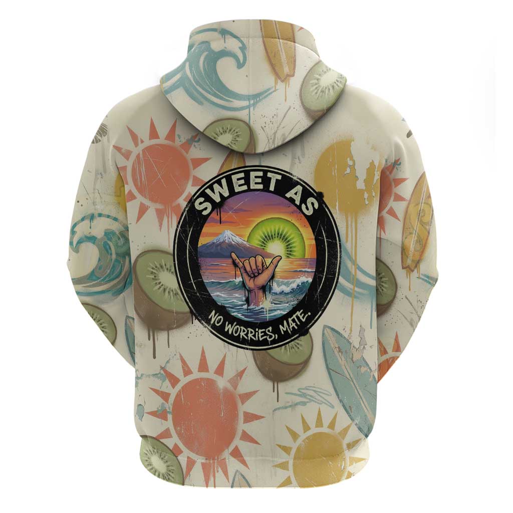NZ Slang Sweet As Kiwi Shaka Sign Zip Hoodie New Zealand Surfboards Sun and Tropical Beach Retro TS04 - Polynesian Pride