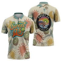 NZ Slang Sweet As Kiwi Shaka Sign Zipper Polo Shirt New Zealand Surfboards Sun and Tropical Beach Retro TS04 - Polynesian Pride