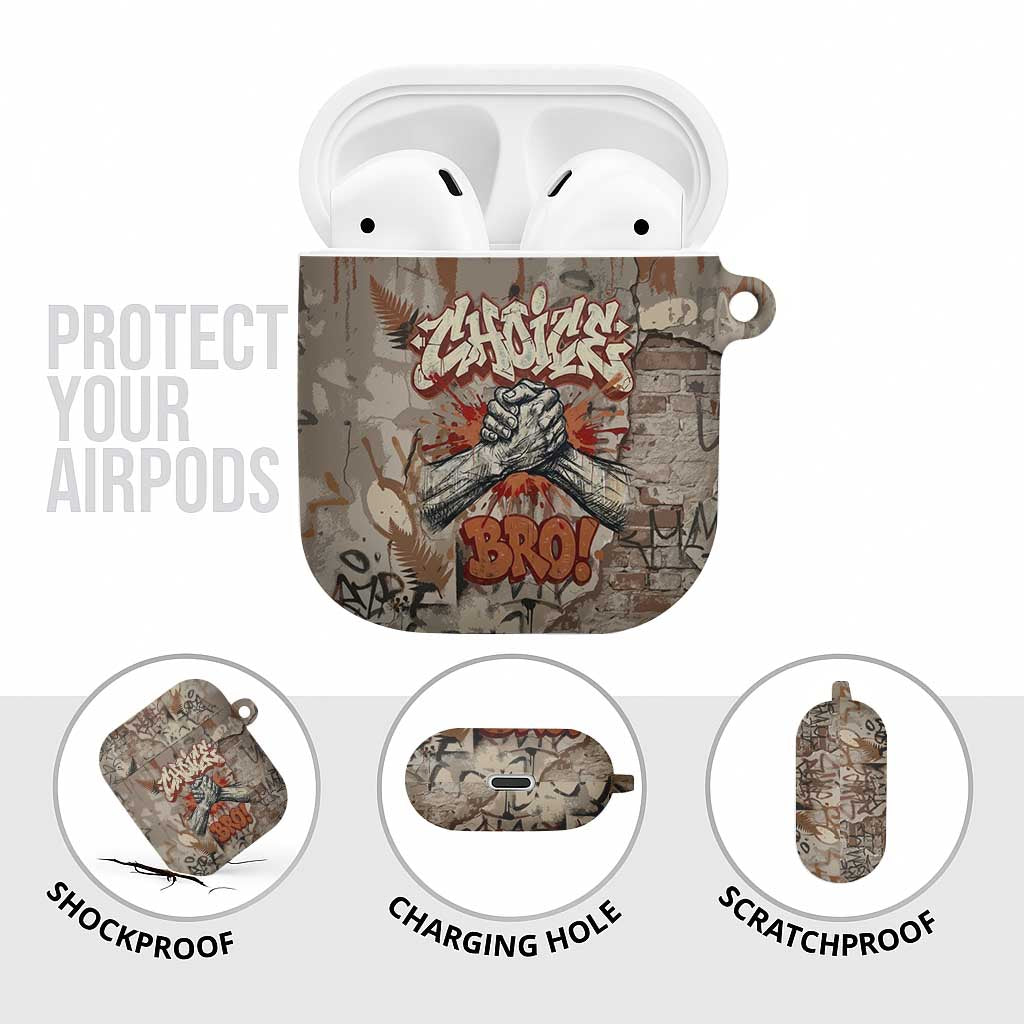 Choice Bro Graffiti Handshake AirPods Case New Zealand Slang Fern Brick Wall and Urban Street Art TS04 - Polynesian Pride