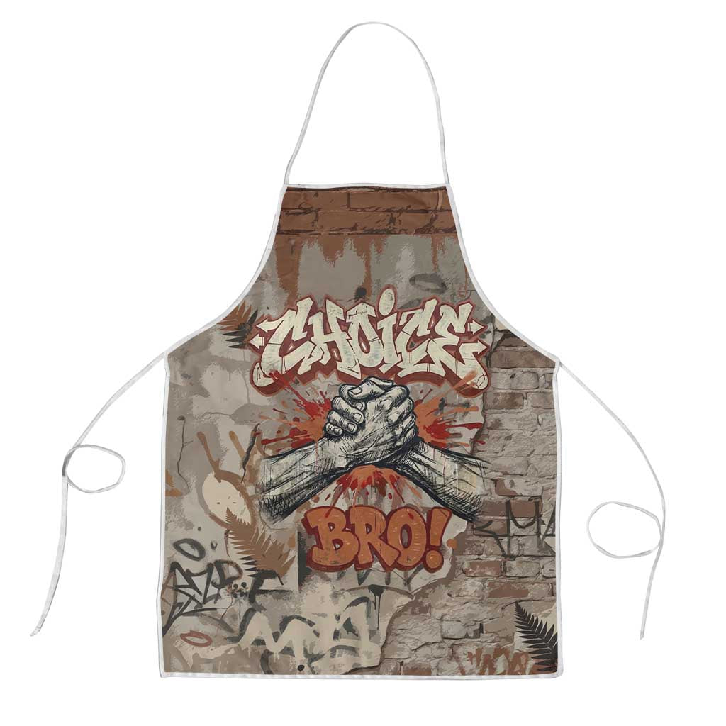 Choice Bro Graffiti Handshake Apron New Zealand Slang Fern Brick Wall and Urban Street Art TS04 Multicolor - Polynesian Pride