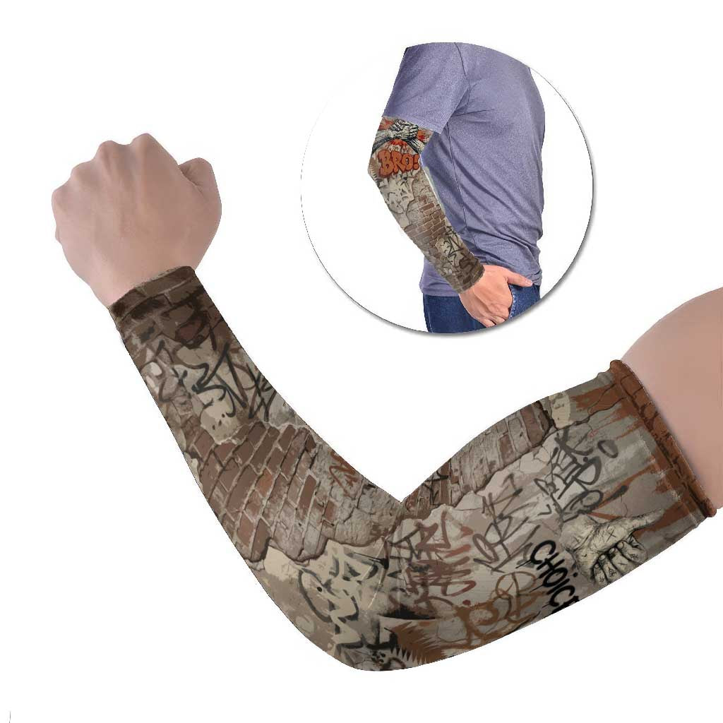 Choice Bro Graffiti Handshake Arm Sleeves New Zealand Slang Fern Brick Wall and Urban Street Art