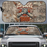 Choice Bro Graffiti Handshake Auto Sun Shade New Zealand Slang Fern Brick Wall and Urban Street Art TS04 Multicolor - Polynesian Pride