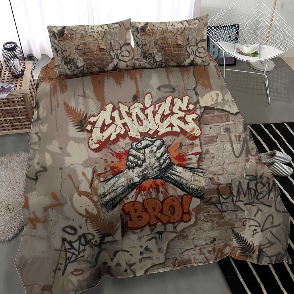 Choice Bro Graffiti Handshake Bedding Set New Zealand Slang Fern Brick Wall and Urban Street Art TS04 - Polynesian Pride