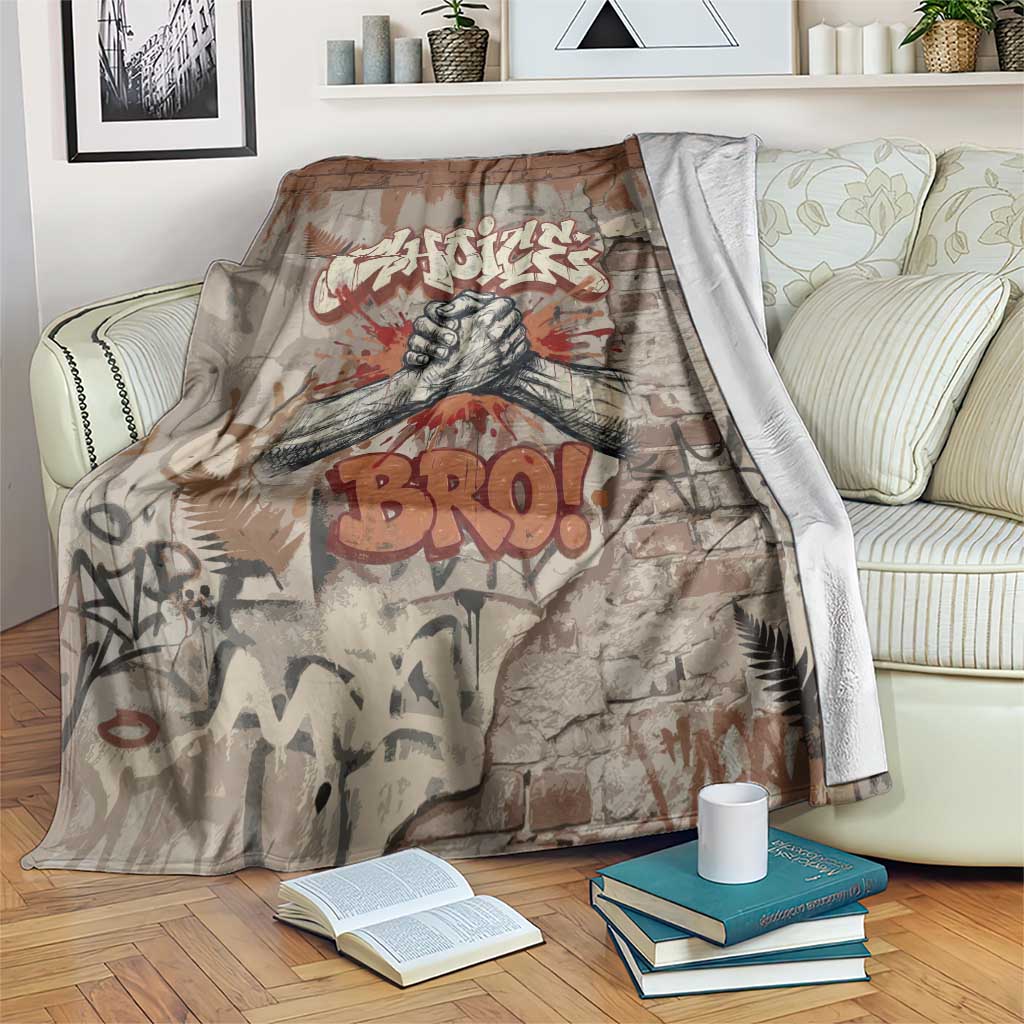 Choice Bro Graffiti Handshake Blanket New Zealand Slang Fern Brick Wall and Urban Street Art