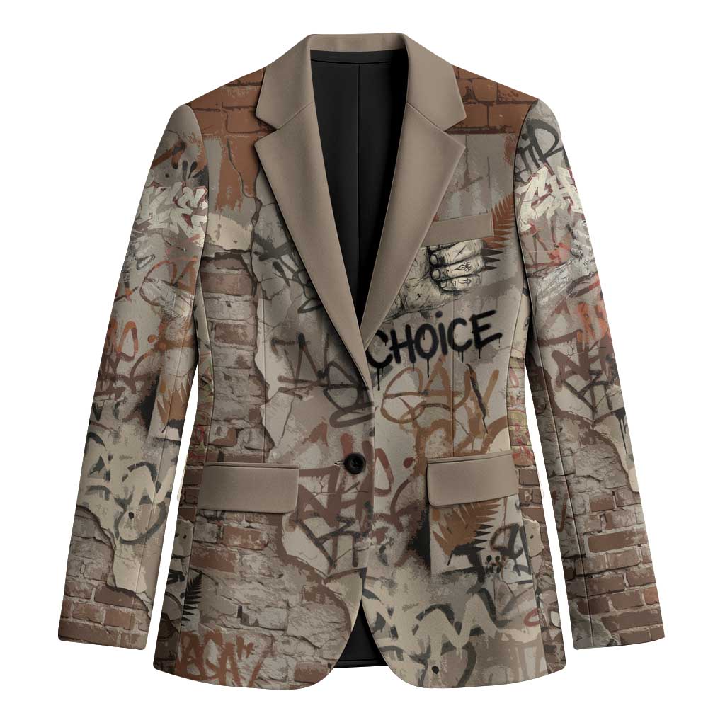 Choice Bro Graffiti Handshake Blazer New Zealand Slang Fern Brick Wall and Urban Street Art
