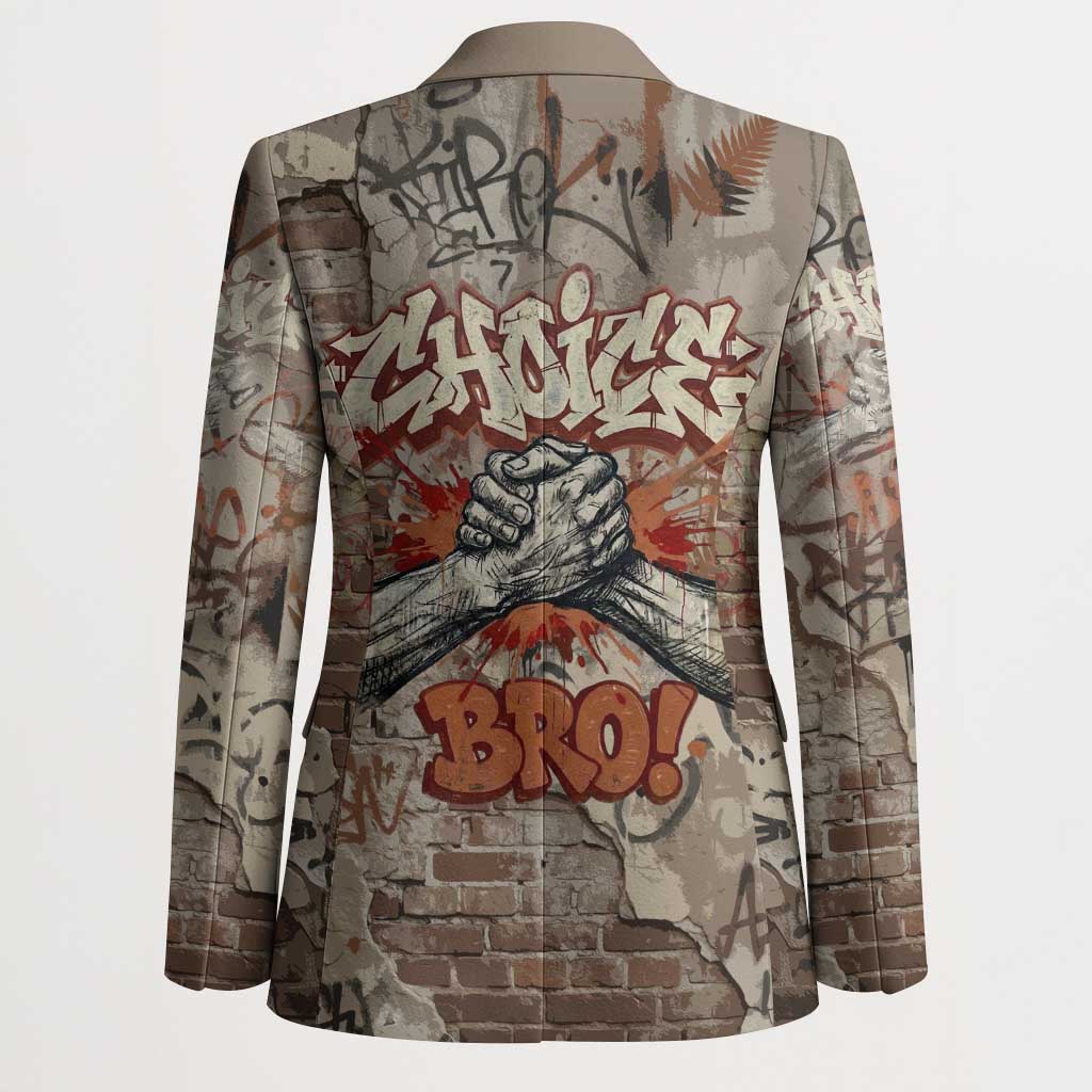 Choice Bro Graffiti Handshake Blazer New Zealand Slang Fern Brick Wall and Urban Street Art TS04 - Polynesian Pride