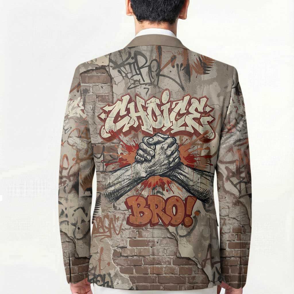 Choice Bro Graffiti Handshake Blazer New Zealand Slang Fern Brick Wall and Urban Street Art TS04 - Polynesian Pride