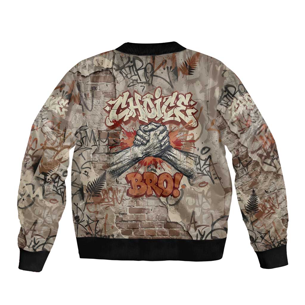 Choice Bro Graffiti Handshake Bomber Jacket New Zealand Slang Fern Brick Wall and Urban Street Art TS04 - Polynesian Pride