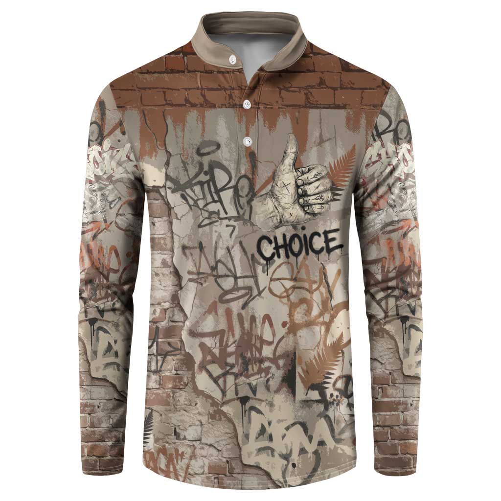 Choice Bro Graffiti Handshake Button Sweatshirt New Zealand Slang Fern Brick Wall and Urban Street Art TS04 Multicolor - Polynesian Pride