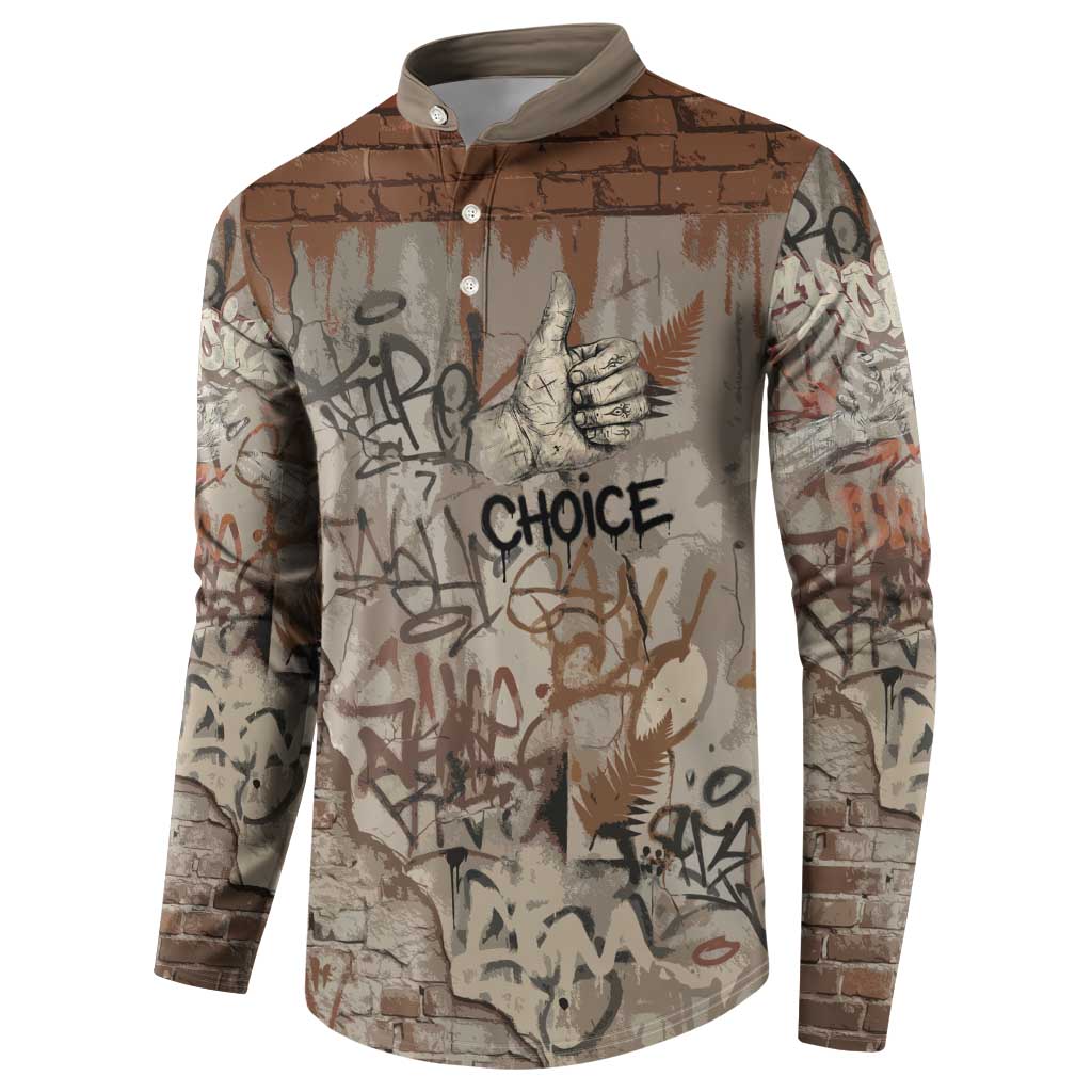 Choice Bro Graffiti Handshake Button Sweatshirt New Zealand Slang Fern Brick Wall and Urban Street Art TS04 - Polynesian Pride