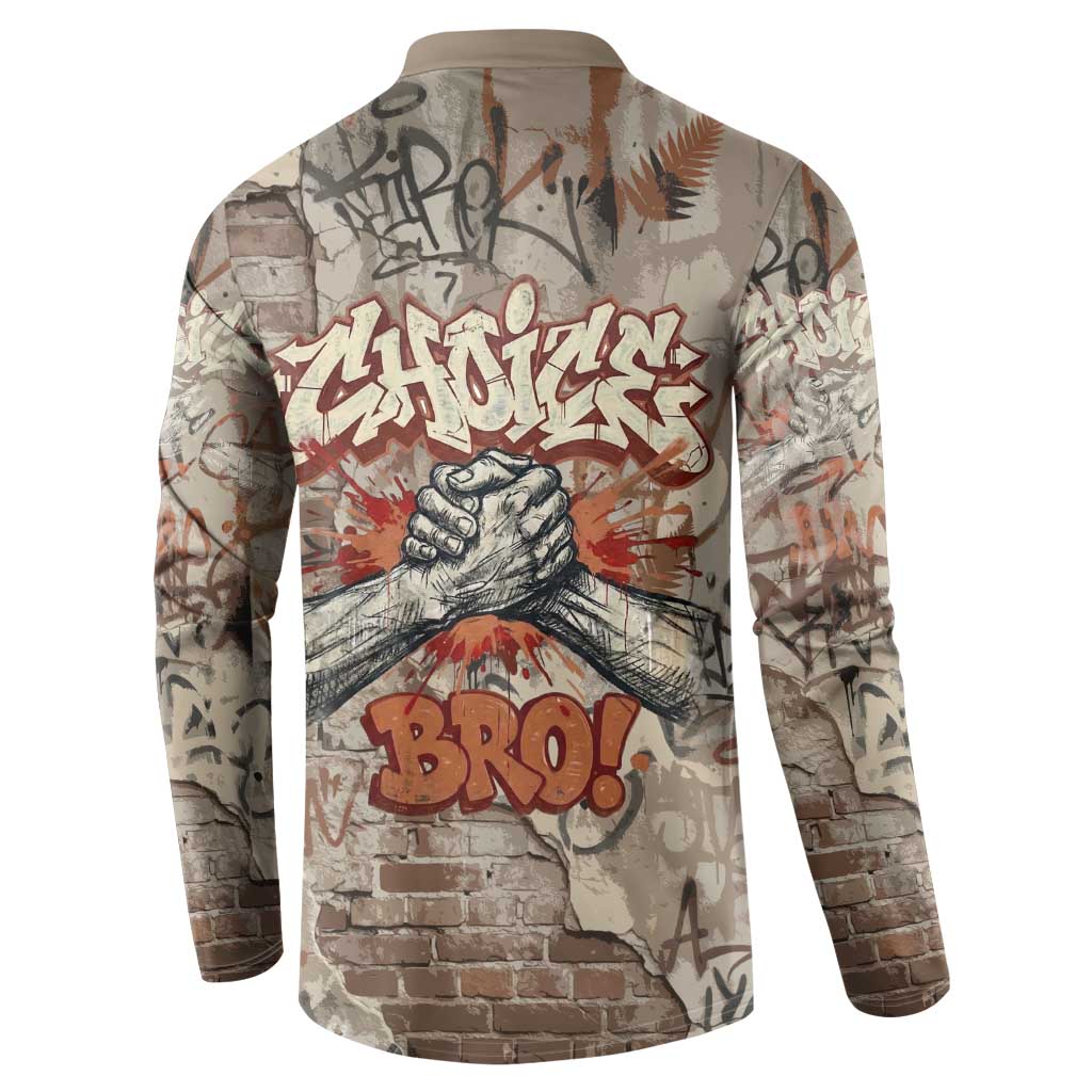 Choice Bro Graffiti Handshake Button Sweatshirt New Zealand Slang Fern Brick Wall and Urban Street Art TS04 - Polynesian Pride